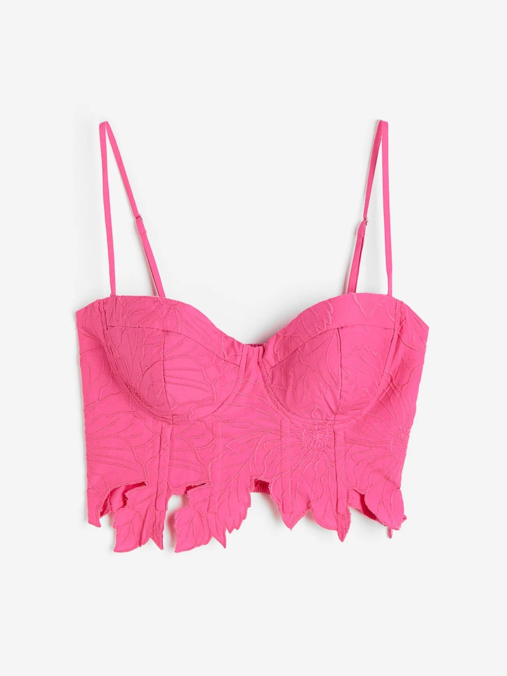 H&M Women’s Pink Fairy Embroidered Corset Bustier Crop Top Cotton BNWT